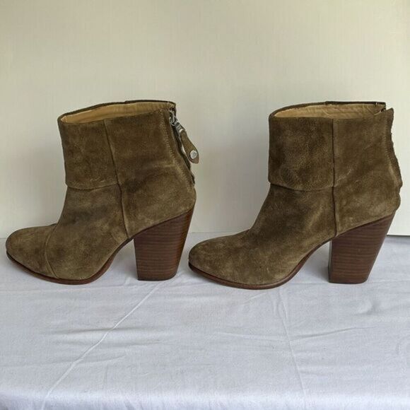 Rag & Bone Suede Ankle Bootie Boot Size 9 Green Chunky Heel Back‎ Zip Bohemian - Picture 10 of 16